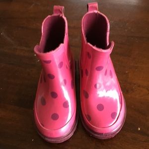 Pink polka dot toddler girl rain boots